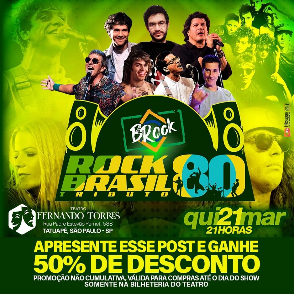 B.ROCK - TRIBUTO AO ROCK BRASIL 80 - 21/03/2024 (Quinta) - Teatro Fernando Torres | São Paulo - SP