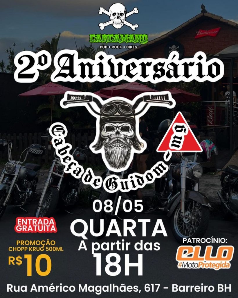 2º Aniversário Cabeça de Guidom MG - {DATA} - Carcamano Pub-Rock-Bikes