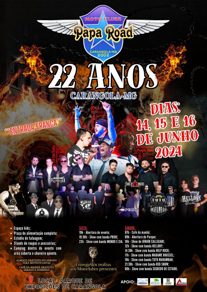 12° ENCONTRO NACIONAL DE MOTOCICLISTAS PAPA ROAD MOTO - {DATA} - Parque de Exposições | Carangola - MG