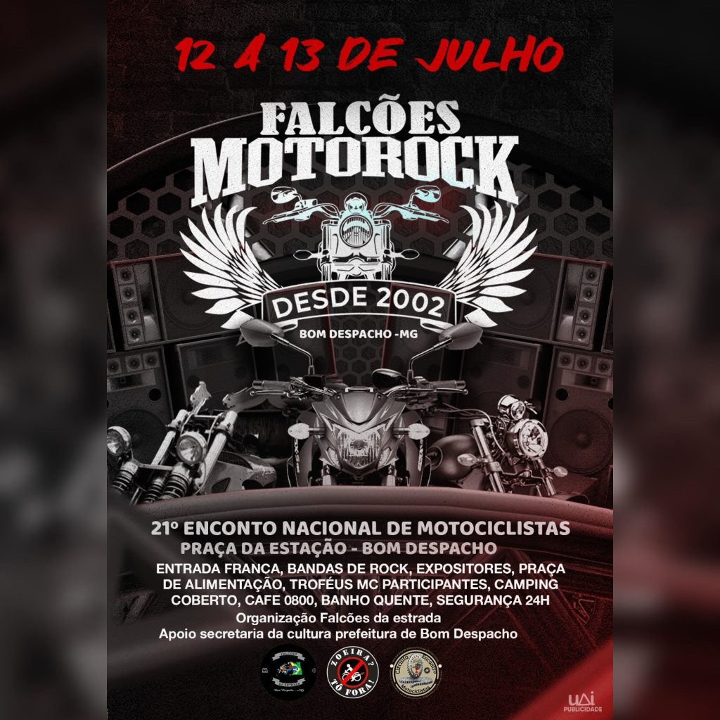 FALCÕES MOTO ROCK - 21º ENCONTRO DE MOTOCICLISTAS - {DATA} - Praça da Estação | Bom Despacho - MG
