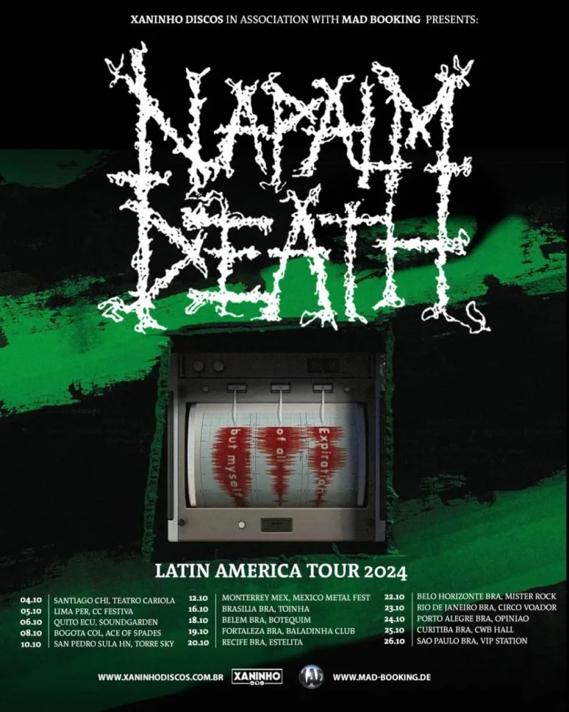 NAPALM DEATH – 26/10/2024 (Sábado) – Vip Station | São Paulo – SP