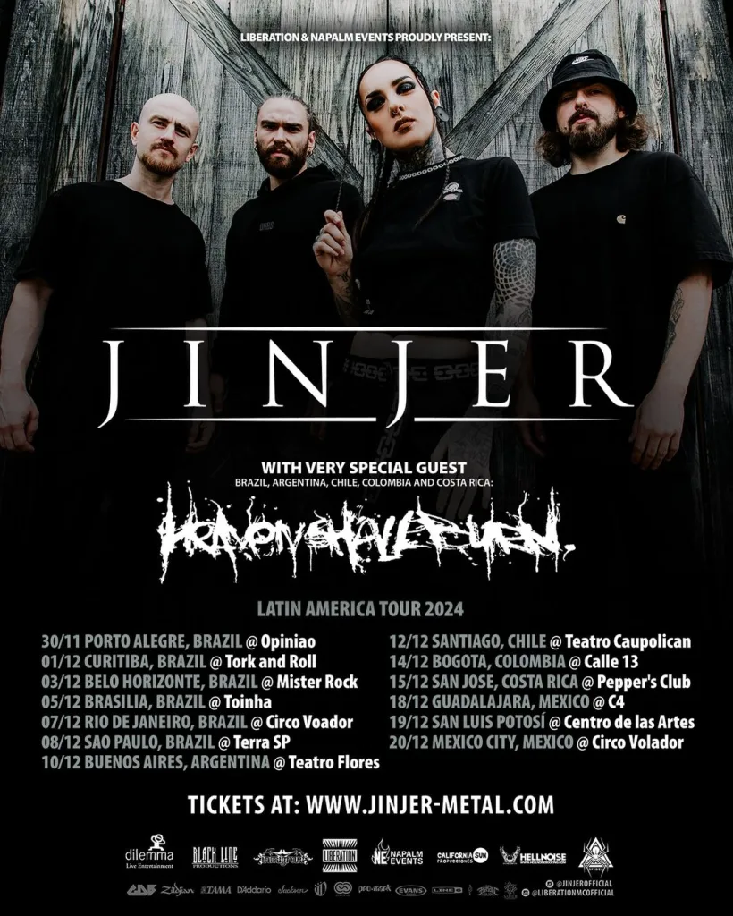 Jinjer Brazilian Tour 2024 – 08/12/2024 (Domingo) – Terra SP | São Paulo – SP