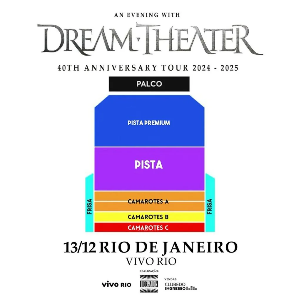 DREAM THEATER – 40TH ANNIVERSARY TOUR – 13/12/2024 (Sexta-Feira) – Vivo Rio | Rio de Janeiro – RJ