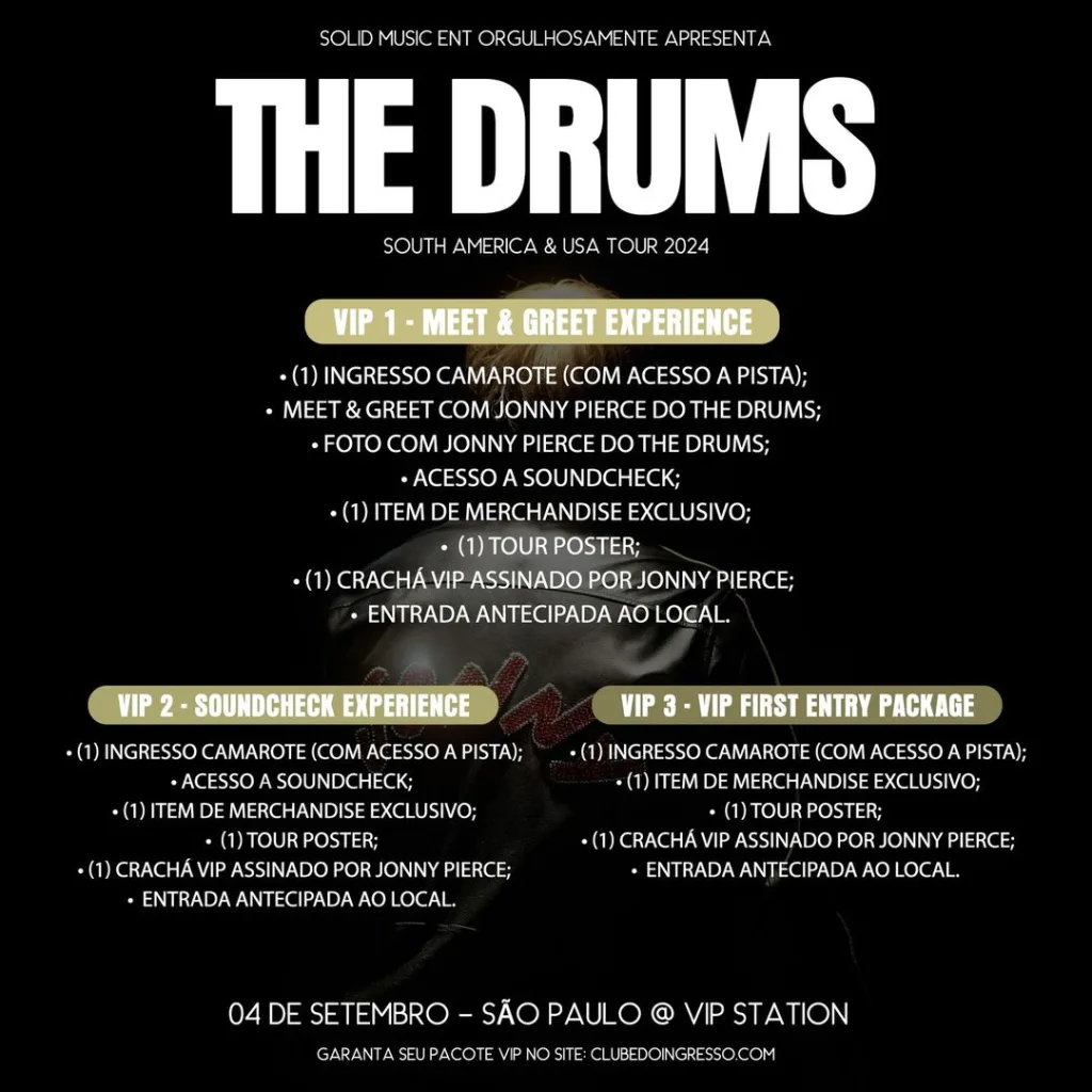 THE DRUMS – 04/09/2024 (Quarta-Feira) – Vip Station | São Paulo – SP