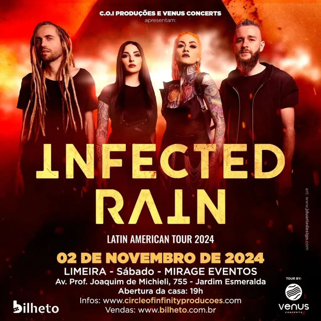 INFECTED RAIN – 02/11/2024 (Sábado) – Mirage Eventos | Limeira – SP