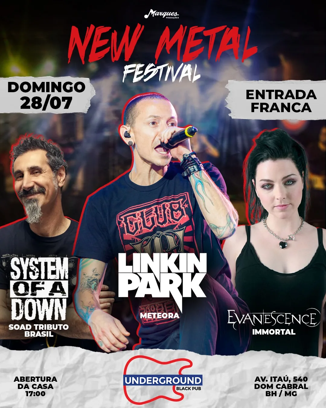 Show de Rock em BH - New Metal Festival – SOAD Tributo | Meteora ...