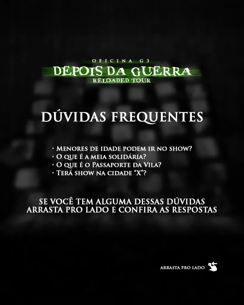 OFICINA G3 – DEPOIS DA GUERRA – 20/12/2024 (Sexta-Feira) – BeFly Hall