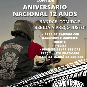 Aniversário Nacional de Fundação MC Irmandade Motociclista – 18/10/2024 a 20/10/2024 – Camping da Leninha | Capim Branco – MG