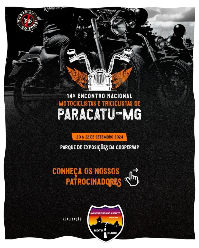 14º Encontro Nacional de Motociclistas e Triciclistas de Paracatu – 20/09/2024 a 22/09/2024 – Parque de Exposições Coopervap | Paracatu – MG