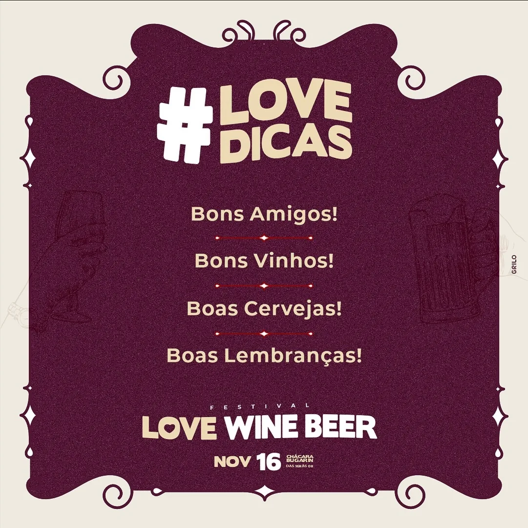 FESTIVAL LOVE WINE BWEER – 16/11/2024 (Sábado) – Bugarini Eventos | Montes Claros – MG