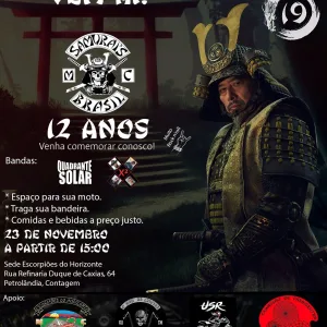 12° Aniversário Samurais Brasil Motoclube – 23/11/2024 (Sábado) – Sede Escorpiões do Horizonte | Contagem – MG