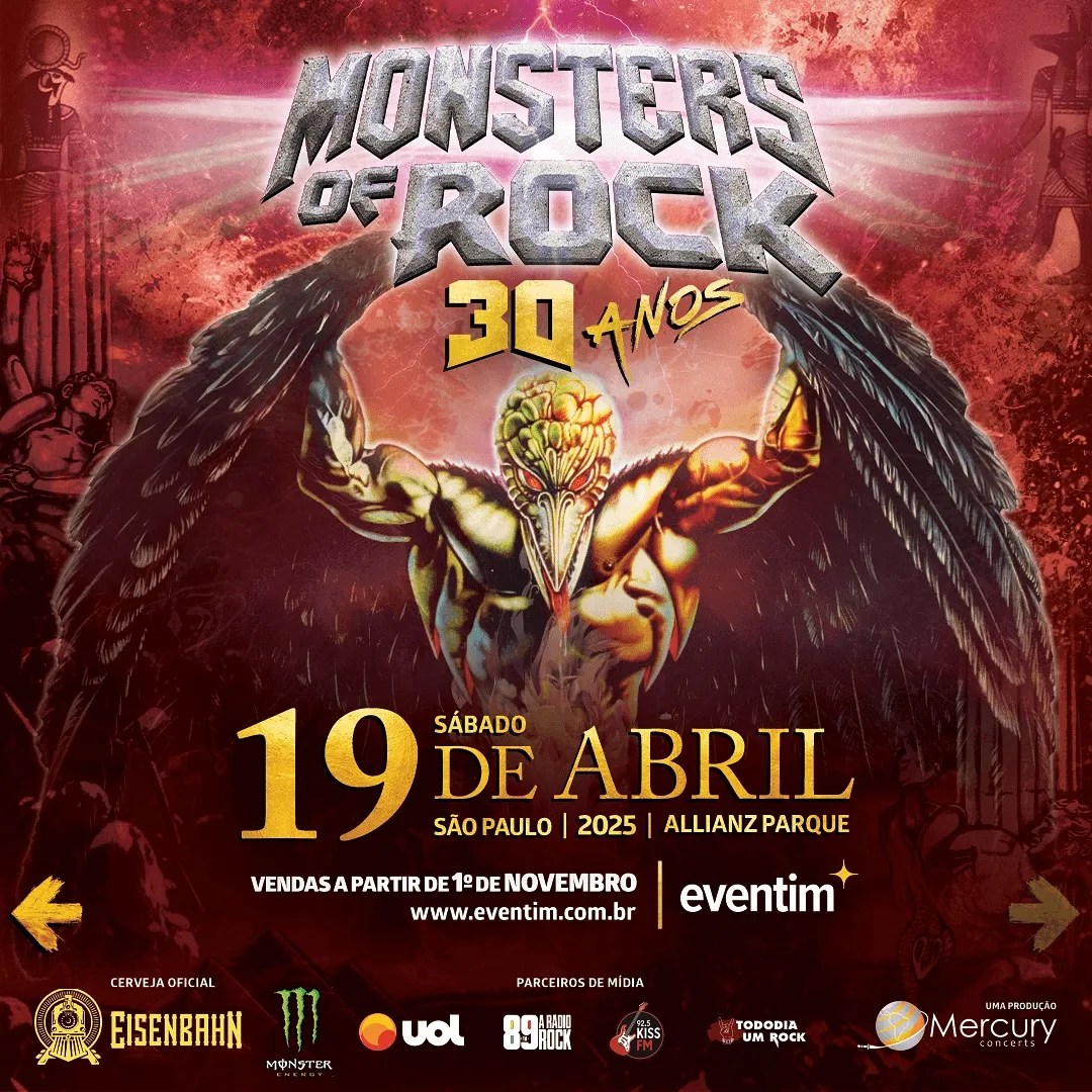 Monsters of Rock 30 Anos – 19/04/2025 (Sábado) – Allianz Parque | São Paulo – SP