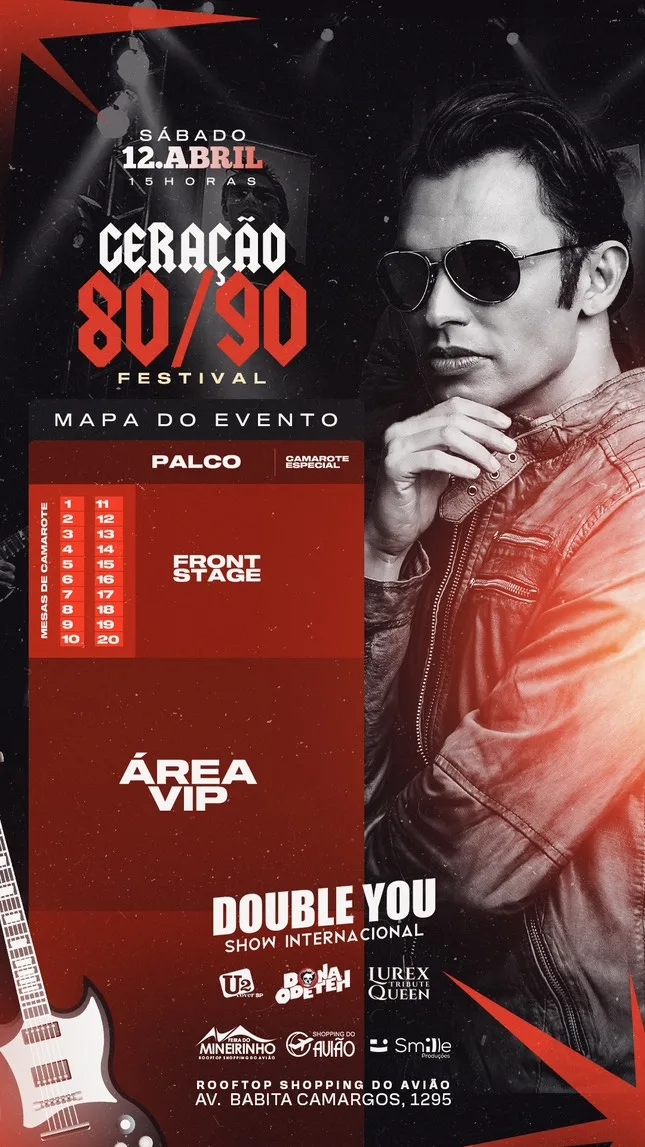 Geração 80/90 c/ DOUBLE YOU – 12/04/2025 (Sábado) – Shopping do Avião | Contagem – MG