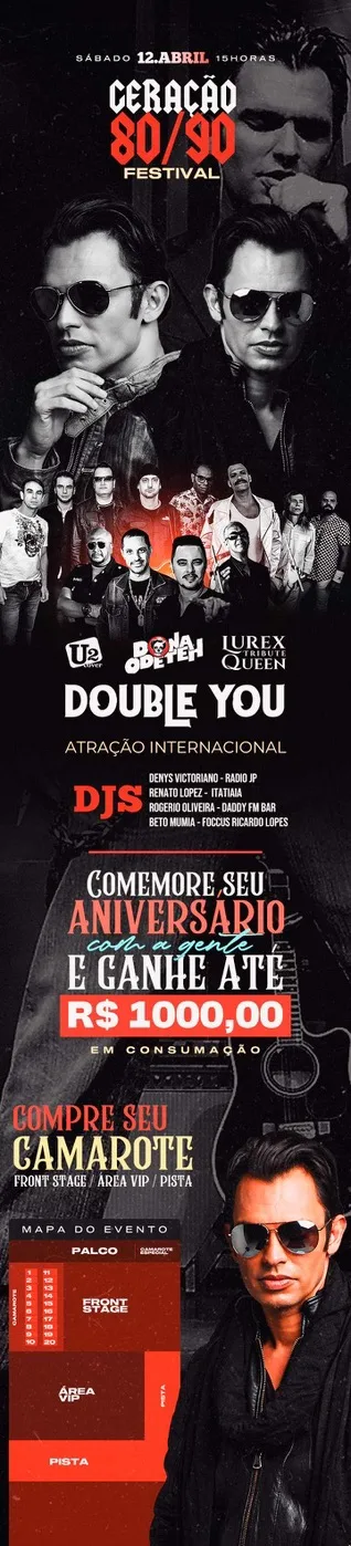 Geração 80/90 c/ DOUBLE YOU – 12/04/2025 (Sábado) – Shopping do Avião | Contagem – MG