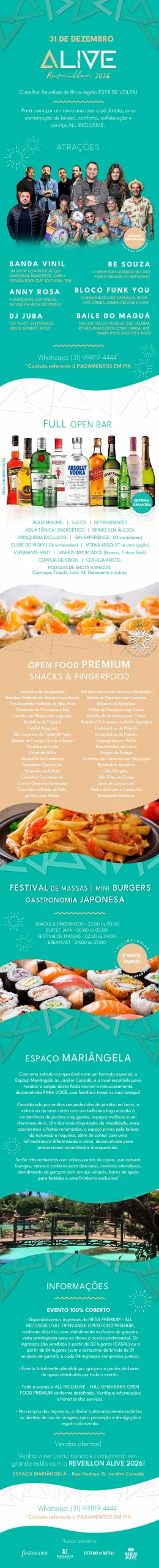 REVEILLON ALIVE 2026 – 31/12/2025 (Quarta-Feira) – Espaço Mariângela | Nova Lima – MG