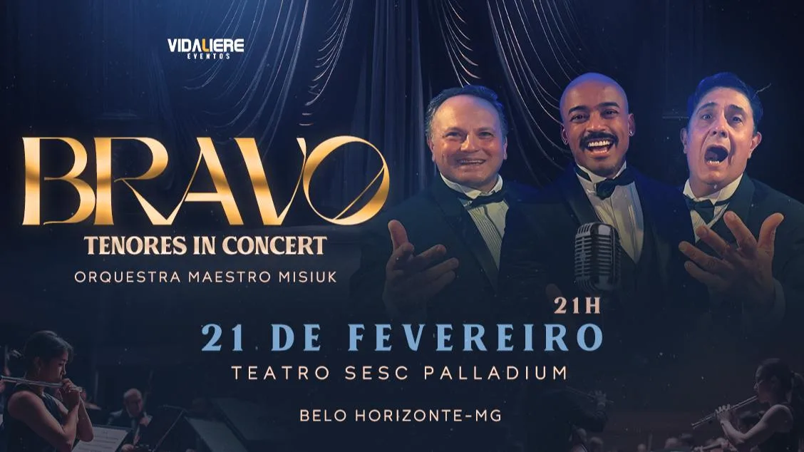 BRAVO TENORES IN CONCERT em Belo Horizonte – 21/02/2026 (Sábado) – Sesc Palladium (Grande Teatro) | Belo Horizonte / MG