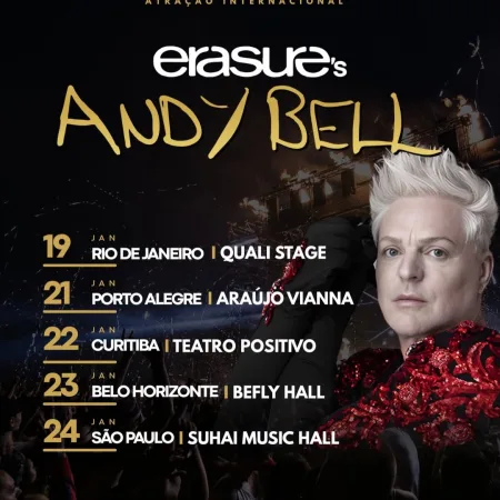 ERASURE’S ANDY BELL em Belo Horizonte – 23/01/2026 (Sexta-Feira) – BeFly Hall | Belo Horizonte / MG