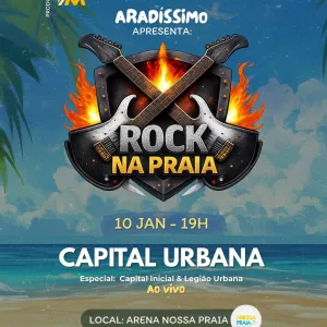 Rock Na Praia em Itabira – 10/01/2026 (Sábado) – Arena Nossa Praia – Arena Multi Esportes | Itabira / MG