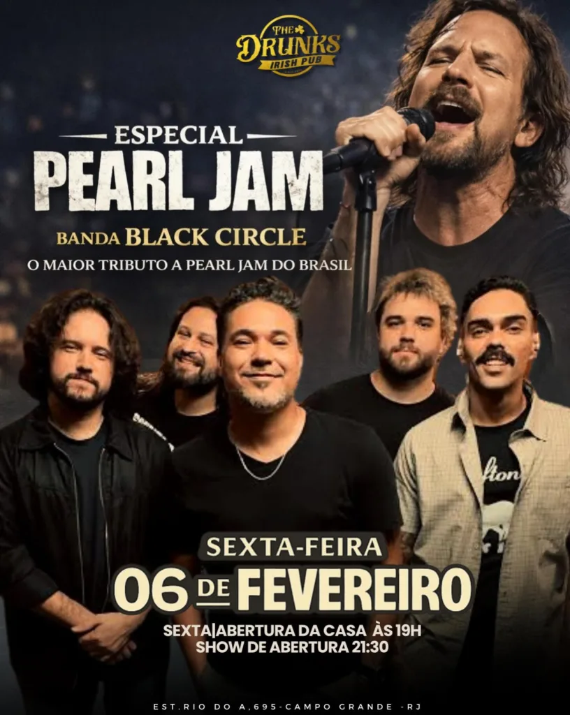 Black Circle (Tributo Pearl Jam) em Rio de Janeiro – 06/02/2026 (Sexta-Feira) – Teatro Solar de Botafogo | Rio de Janeiro / RJ