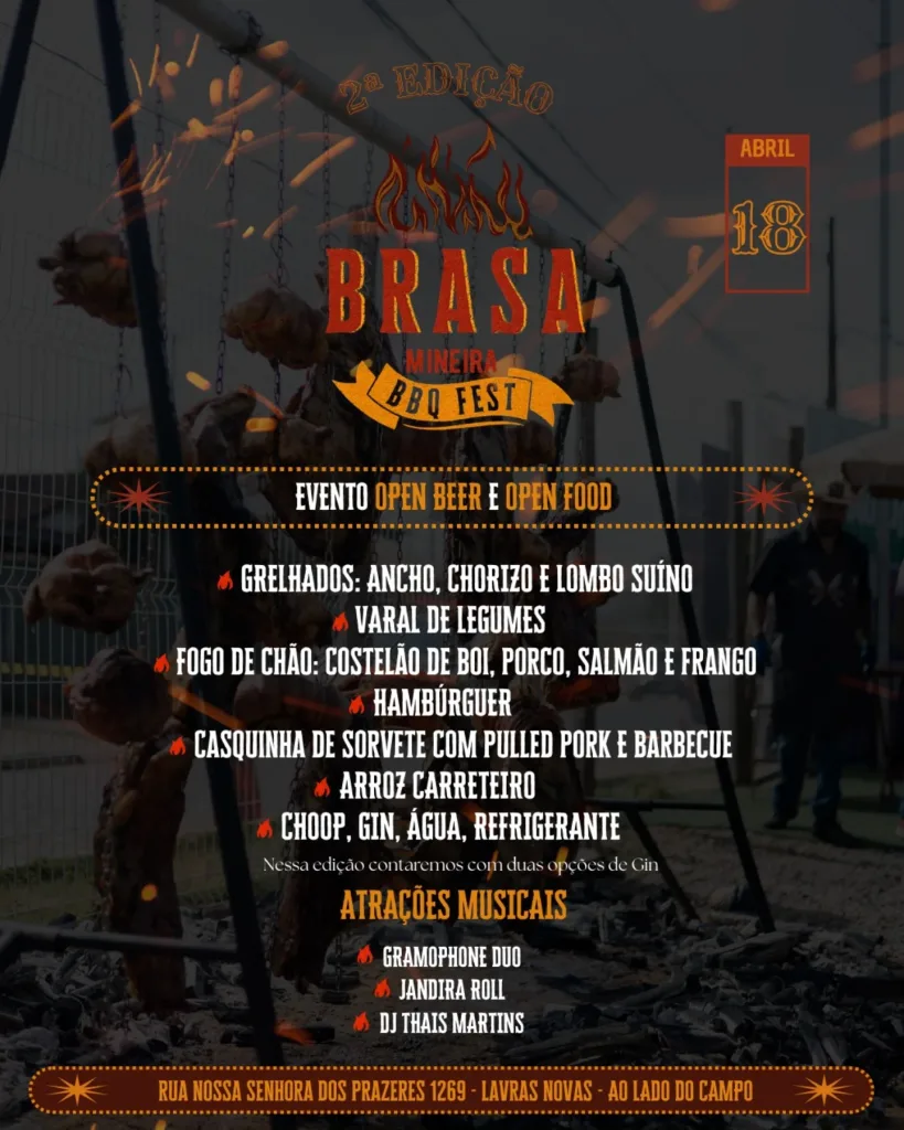 Brasa Mineira BBQ FEST 2°edição – 18/04/2026 (Sábado) – Brasa Mineira BBQ | Ouro Preto / MG