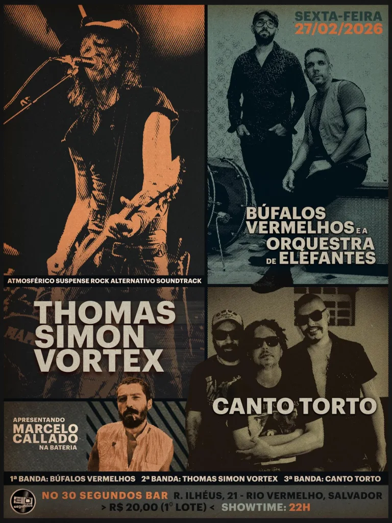Thomas Simon Vortex e Muzgo na Audio Rebel – 26/02/2026 (Quinta-Feira) – Audio Rebel | Rio de Janeiro / RJ