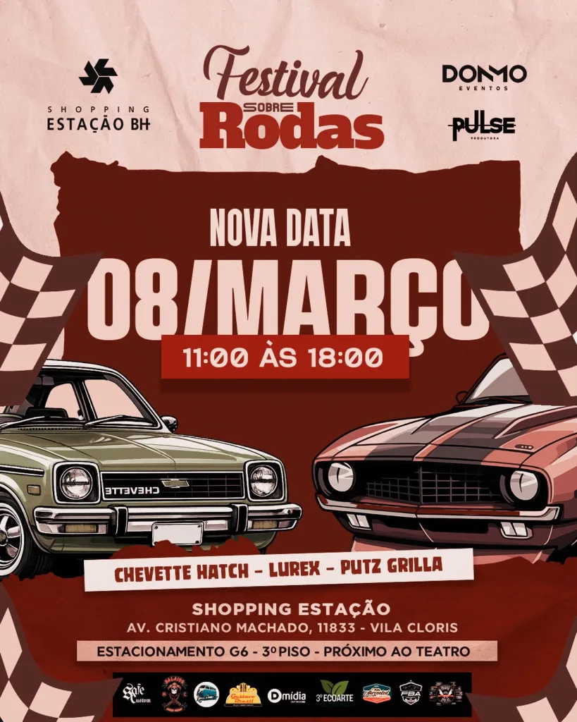 Festival Sobre Rodas 08/03 – Dia Nacional do Fusca – 08/03/2026 (Domingo) – Shopping Estação BH – Estacionamento G6 | Belo Horizonte / MG