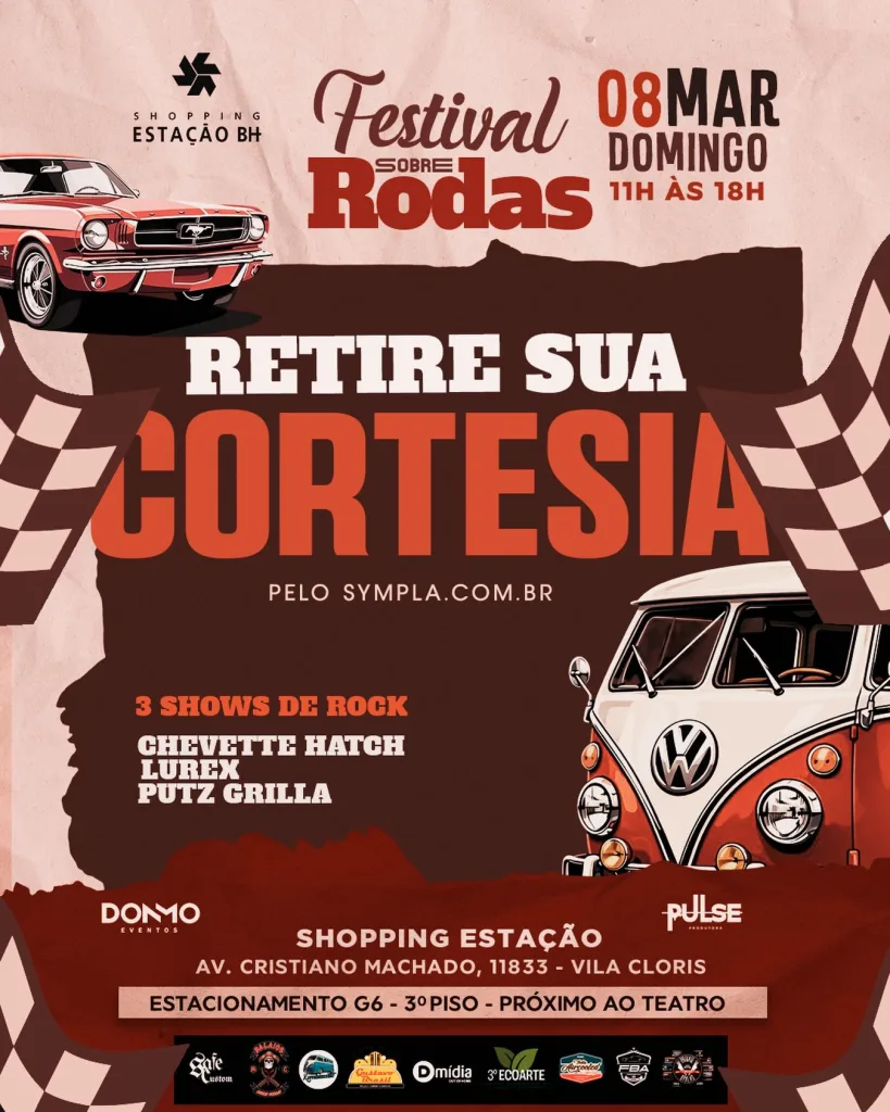 Festival Sobre Rodas 08/03 – Dia Nacional do Fusca – 08/03/2026 (Domingo) – Shopping Estação BH – Estacionamento G6 | Belo Horizonte / MG